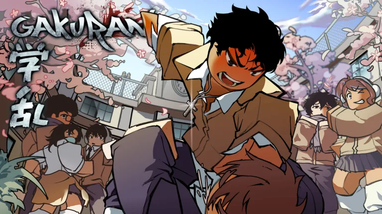 Official Gakuran artwork of students beneath blooming cherry trees